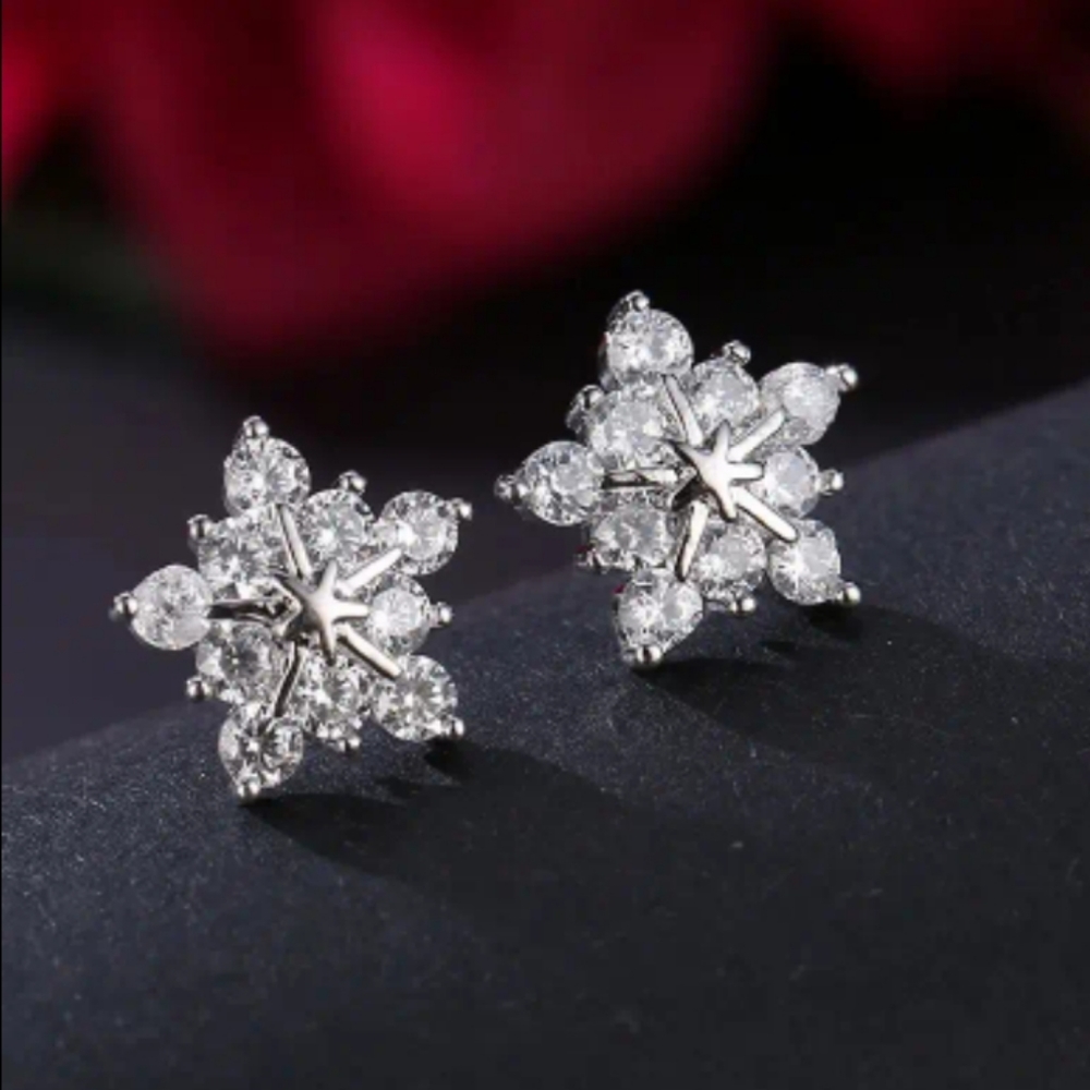 Sparkling Snowflake Rhinestone Earrings